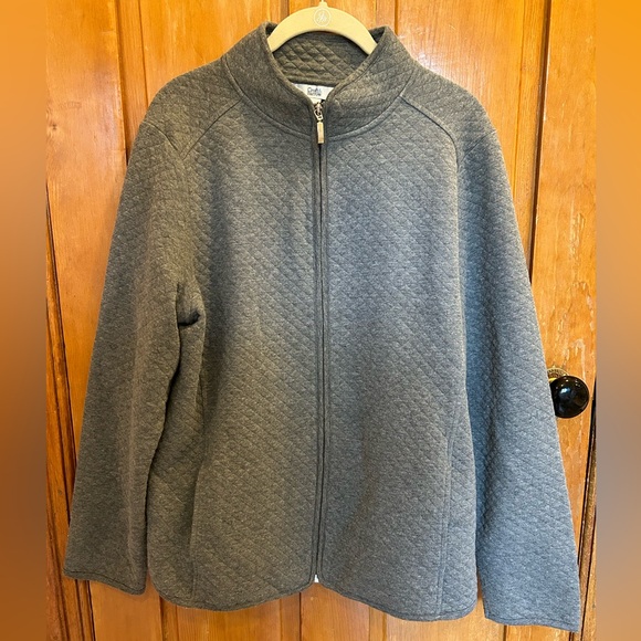 Croft & Barrow Gray Quilted Zip Jacket - Picture 2 of 6